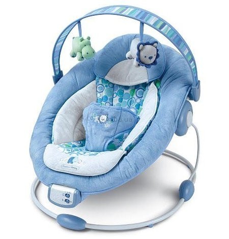 Детское кресло-качеля Bright Starts Comfort & Harmony Cradling Bouncer, Blue Pebbles Комфорт и гармония (6925)