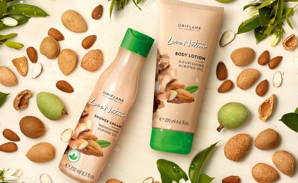 Лав натур. Миндаль и мята. Набор Love nature Oriflame. Oriflame Love nature 2022. Гель для душа Орифлейм миндаль.