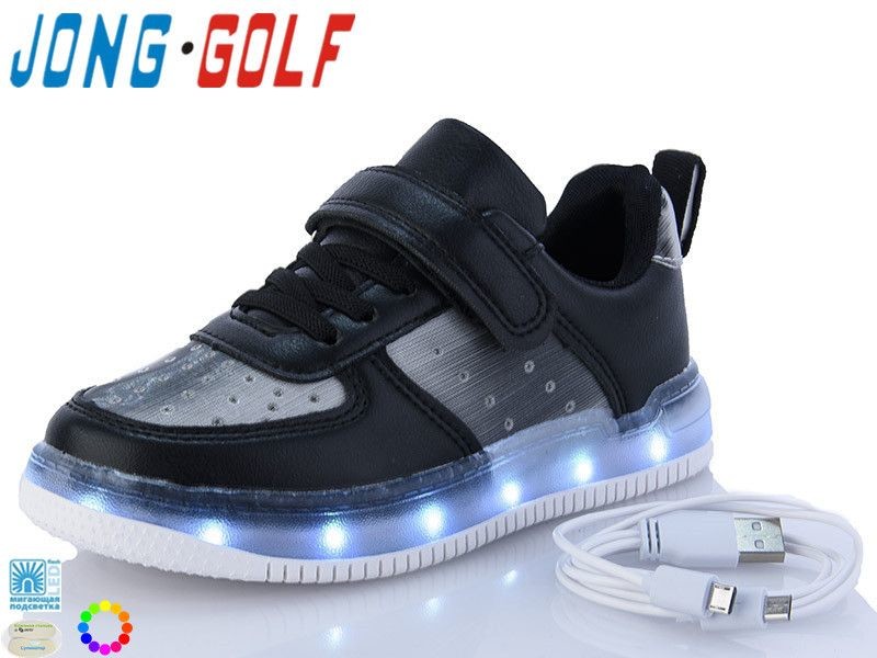 Детские светящиеся кроссовки тм jonggolf с кабелем usb размеры 26 -36 фото №1