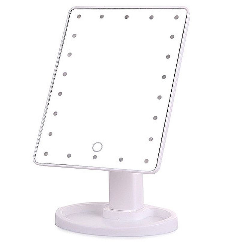 Зеркало для макияжа с подсветкой large led mirror white, 16 led фото №1