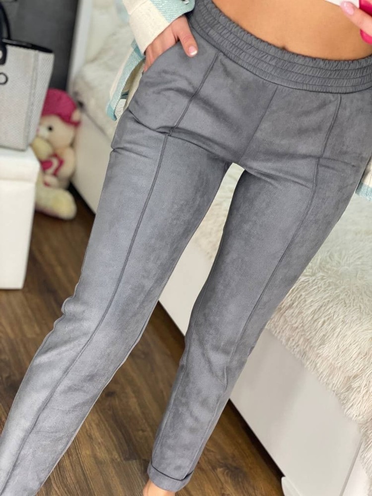 Стильні замшеві штани (40-50рр) з карманами асортимент кольорів фото №1