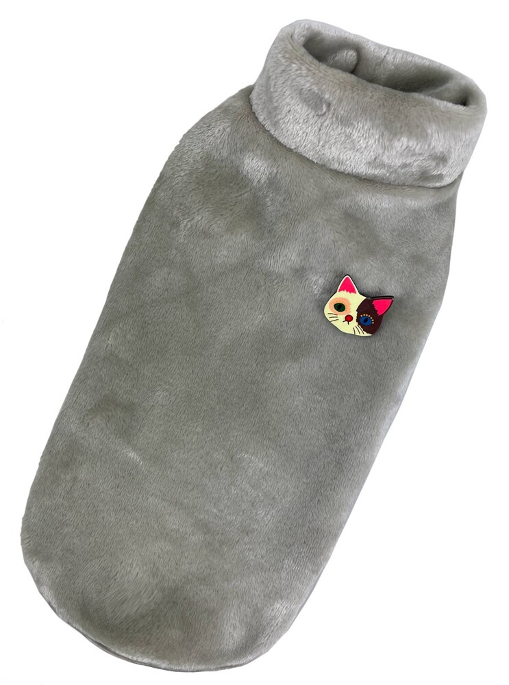 Бомбезный крутой свитер для котов велюр с брошкой фото №1
