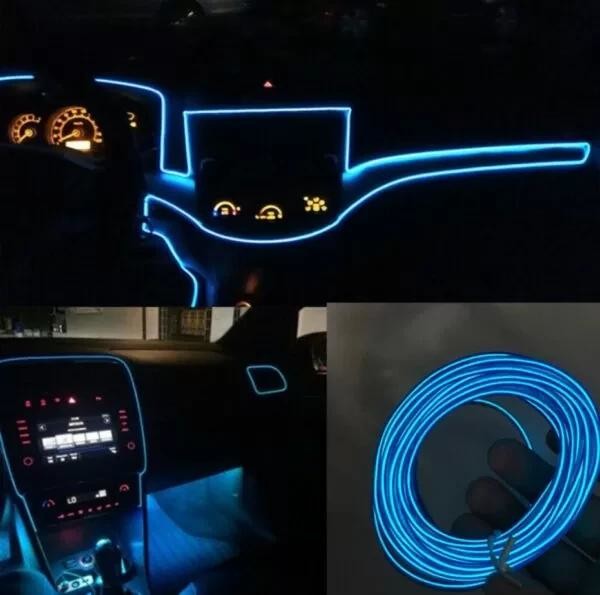 Подсветка для салона 4 м автомобиля с адаптером вприкуриватель саr сold light line еl-1302 синяя фото №1