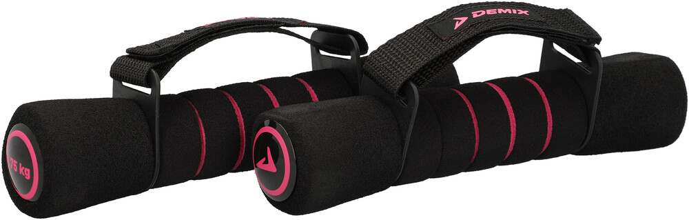 Гантели для занятий фитнесом 2 х 0,75 кг с фиксатором demix чёрно-розовые фото №1