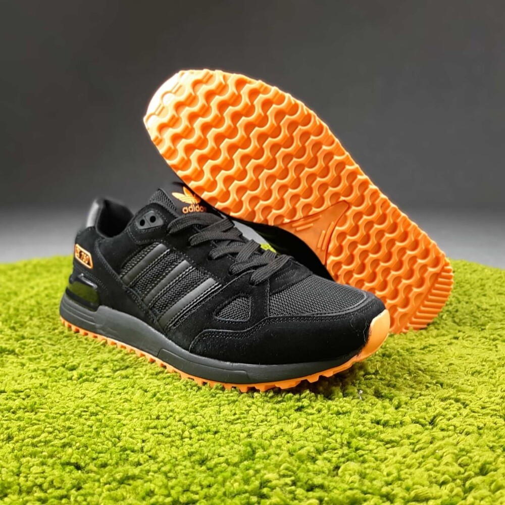 Кросівки чоловічі adidas zx 750, чорні з оранжевим фото №1