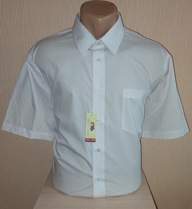 Шикарная белая рубашка с короткими рукавами fruit of the loom made in bangladesh с биркой фото №1