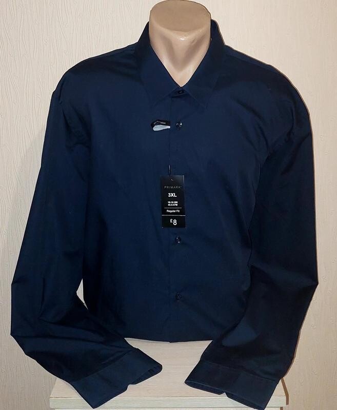 Стильная рубашка темно-синего цвета primark, made in bangladesh с биркой, молниеносная отправка фото №1