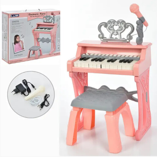 Синтезатор (пианино) со стульчиком розовый арт. 328-26-27 фото №1
