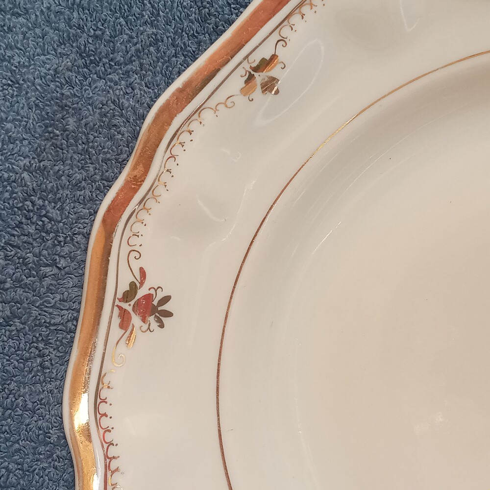 Фарфоровая тарелка фигурная рельефная 25 см. позолота коростень винтаж 1957-1960-е гг. н111 фото №9