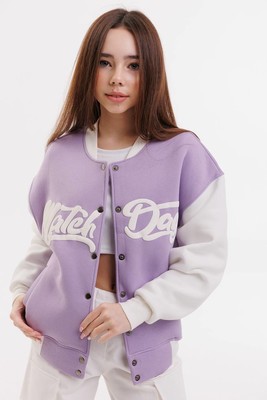 Ліловий бомбер на кнопках для дівчинки Розмір 134, 140, 146, 152, 158, 164