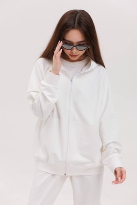 Худі оверсайз на блискавці для дівчинки Розмір 140, 146, 152, 158, 164 білий