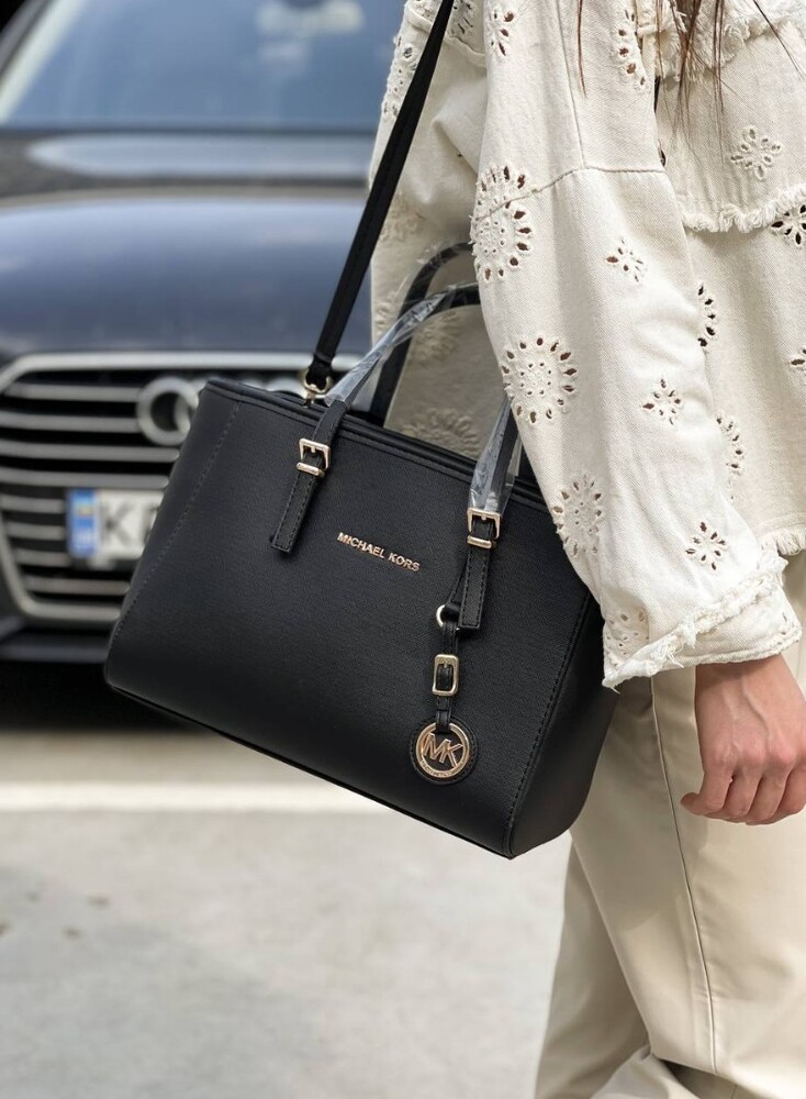 Містка модна сумка через плече michael kors shopper black tr00017 фото №1