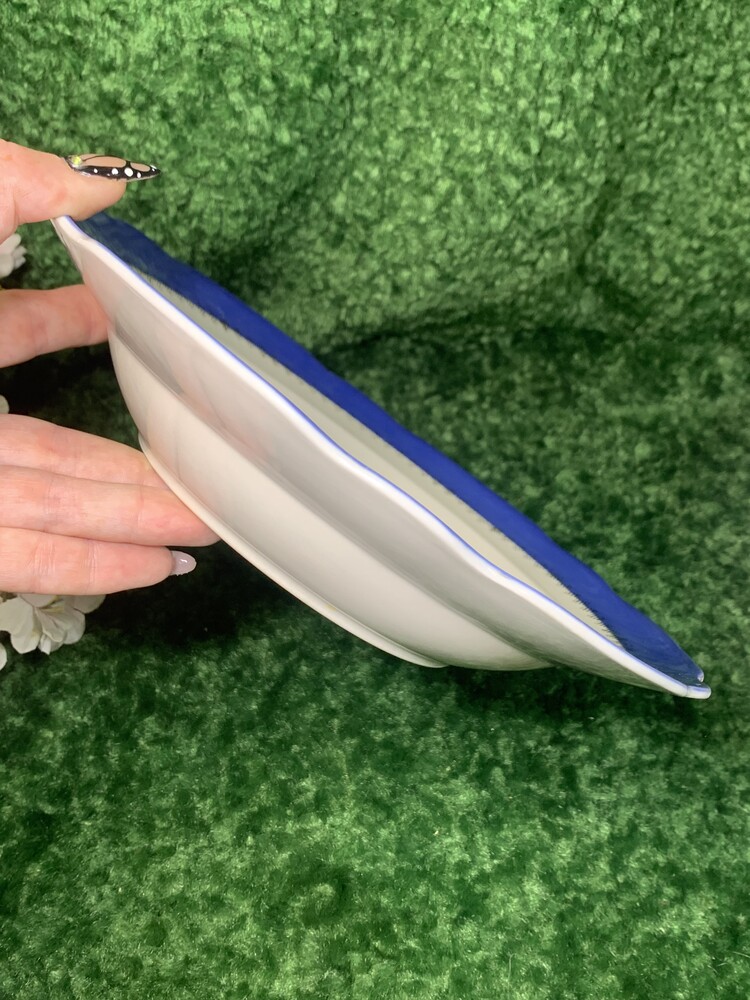 60-ті! тарілка супова порцелянова коростень вінтаж срср 24 см, блакитний кант та позолота н1786 фото №3