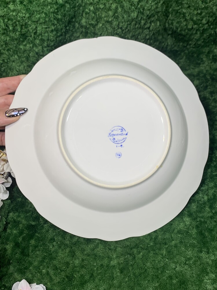 60-ті! тарілка супова порцелянова коростень вінтаж срср 24 см, блакитний кант та позолота н1786 фото №6