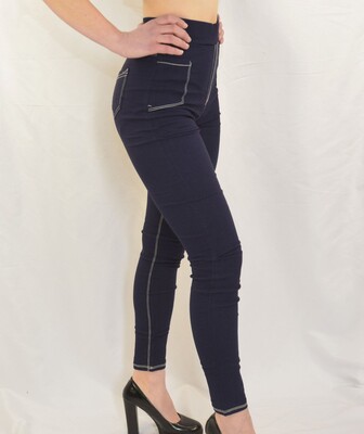 Женские брюки kenalin с карманами под джинс джеггинсы синий 9501